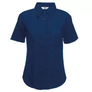 Image of Fruit Of The Loom Ladies Lady-Fit Short Sleeve Poplin Shirt (S) (Navy)