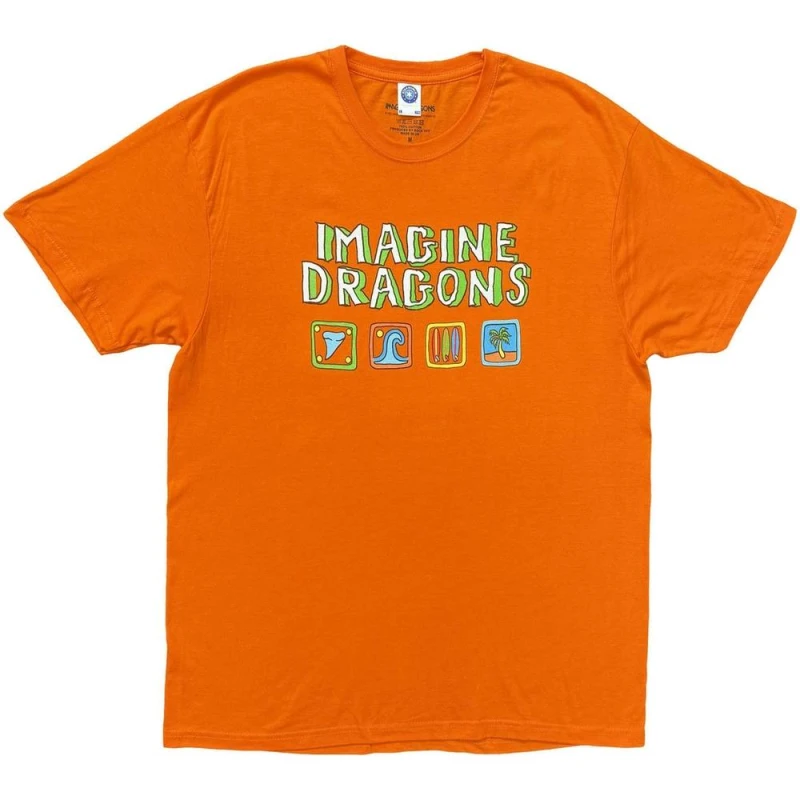 Image of Imagine Dragons Mens Take Me To The Beach Back Print T-Shirt in Orange Size: Medium Orange Male M