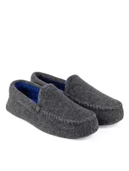 Image of Totes Isotoner Isotoner Felt Moccasin with Contrast Lining & Sock Slipper - Grey, Size 9, Men