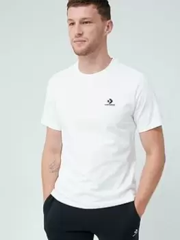 Image of Converse Embroidered Star Chevron Left Chest Short Sleeve Tee - White, Size L, Men