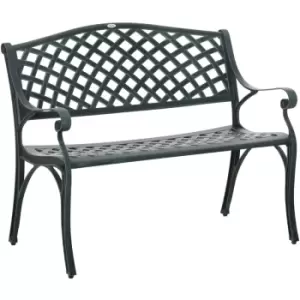 Image of Cast Aluminium Garden Bench 2 Seater Antique Park Loveseat, Verdigris - Green - Outsunny