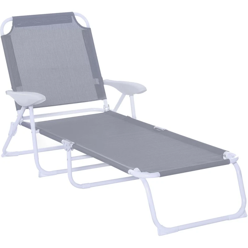 Image of Outsunny Folding Sun Beach Lounger w/ 4-Level Backrest 84B-438