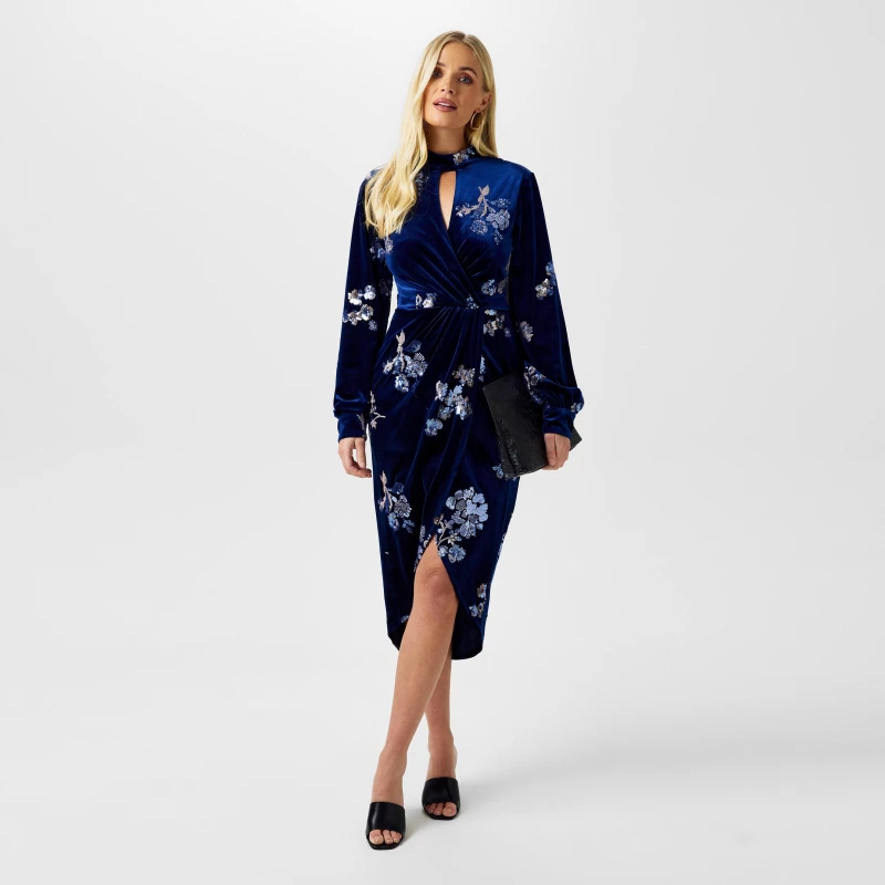 Image of Biba Biba Embellished Velvet Dress - Blue Blue 8