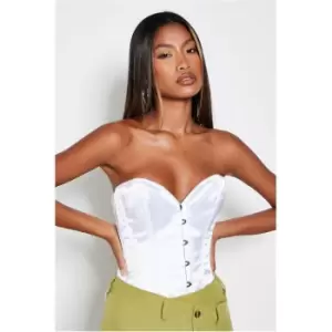 Image of I Saw It First White Longline Front Fastening Corset Top - White