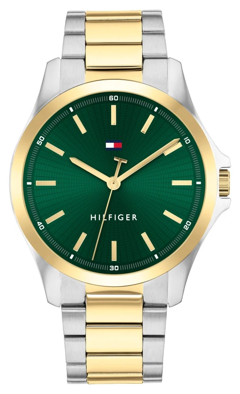 Image of Tommy Hilfiger 1792192 Two Tone Green Dial Bracelet Watch - W95365