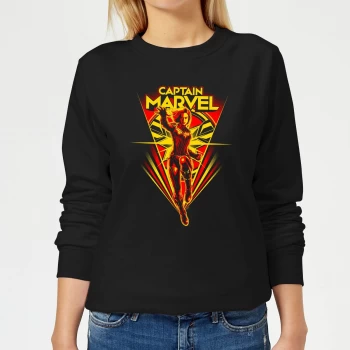 Image of Captain Marvel Freefall Womens Sweatshirt - Black - XL
