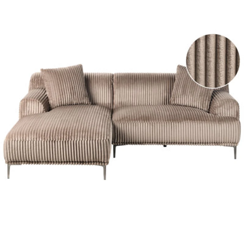 Image of Beliani Corner Sofa Stenum Corduroy Light Brown Right Hand