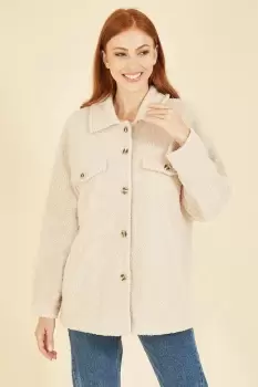 Image of Beige Teddy Bear Button Through Shacket