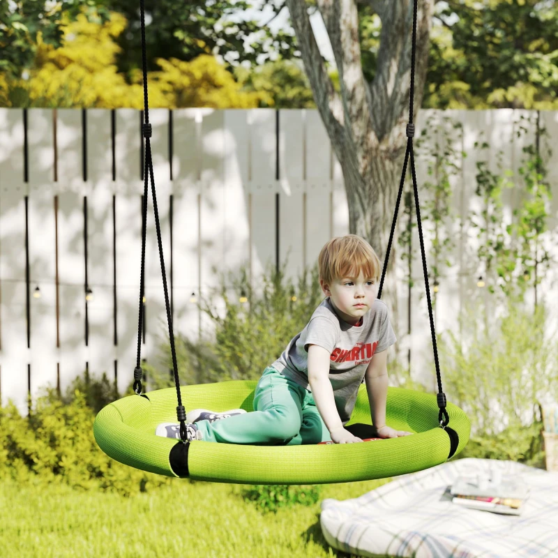 Image of AIYAPLAY Nest Swing Seat, 100cm Saucer Tree Swing Set for Kids, Green Green