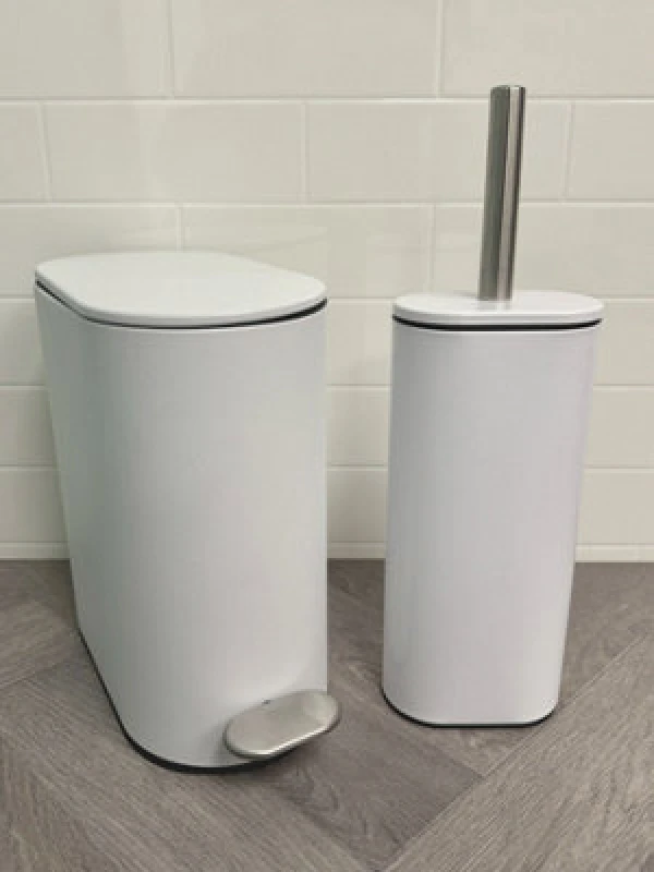 Image of Showerdrape Fortuna 5L Soft Close Bathroom Pedal Bin And Toilet Brush Set In White