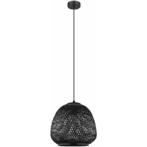 Image of Hanging Ceiling Pendant Light Black Wicker Shade 1 x 40W E27 Hallway Feature