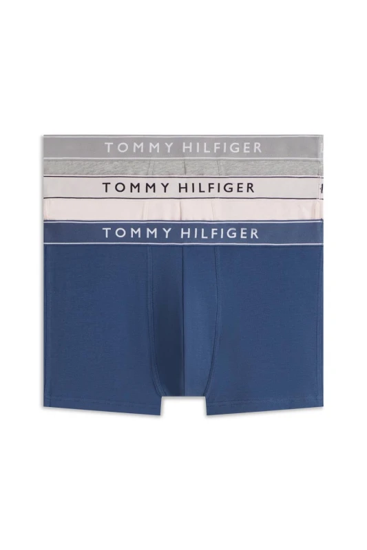Image of Tommy Hilfiger Mens 3P Trunk Dtm Dtm Blue/White/Silver Size: Small Multicolor Male S