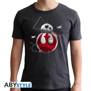 Image of Star Wars - Bb8 E8 Mens Medium T-Shirt - Grey
