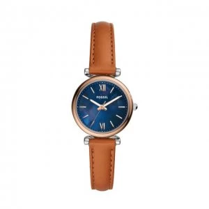 Image of Fossil Blue And Tan 'Mini Carlie' Dress Watch - Es4701 - multicoloured