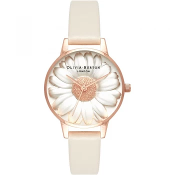 Image of Olivia Burton 3D Daisy Rose Vegan Friendly Gold & Nude Ladies Watch OB16FS101
