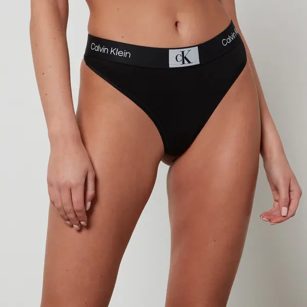 Image of Calvin Klein Modern Stretch-Cotton Thong - M Black Underwear and Nightwear female 000QF7221EUB1 M