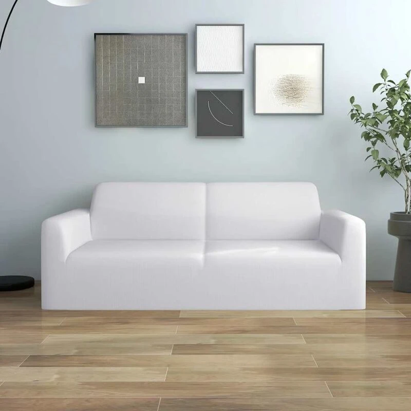 Image of VIDAXL 2-Seater Stretch Couch Slipcover White Polyester Jersey vidaXL 8720286492062