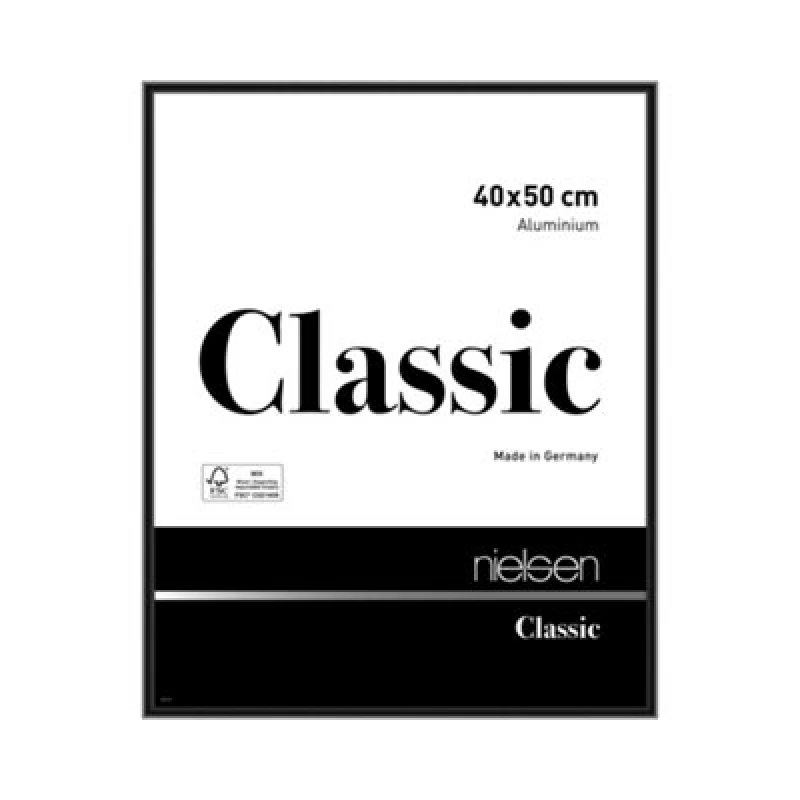 Image of Nielsen Classic Polished Black Aluminium Picture Frame 40X50Cm - With Float Glass And Push/turn Clips