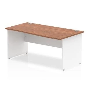 Image of Trexus Desk Wave Right Hand Panel End 1600x800mm Walnut Top White