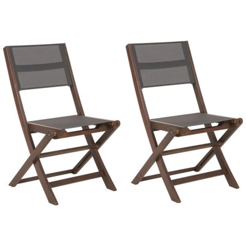 Image of Beliani Set Of 2 Garden Chairs Cesana Acacia Wood Dark Brown