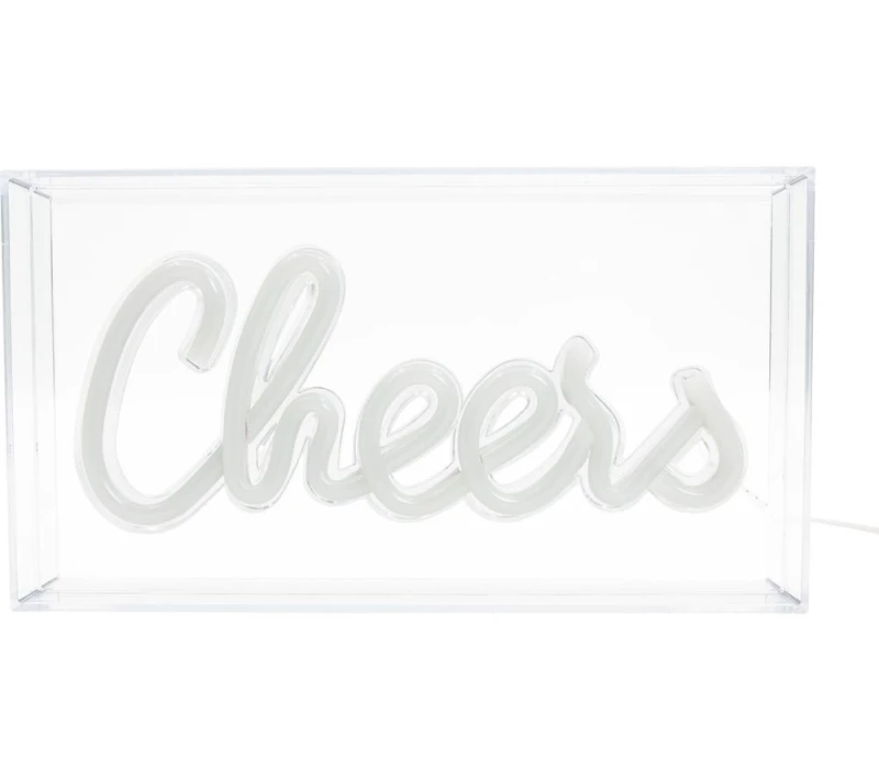 Image of GLOBAL GIZMOS 51449 LED Neon Cheers Sign - White 5025301514495