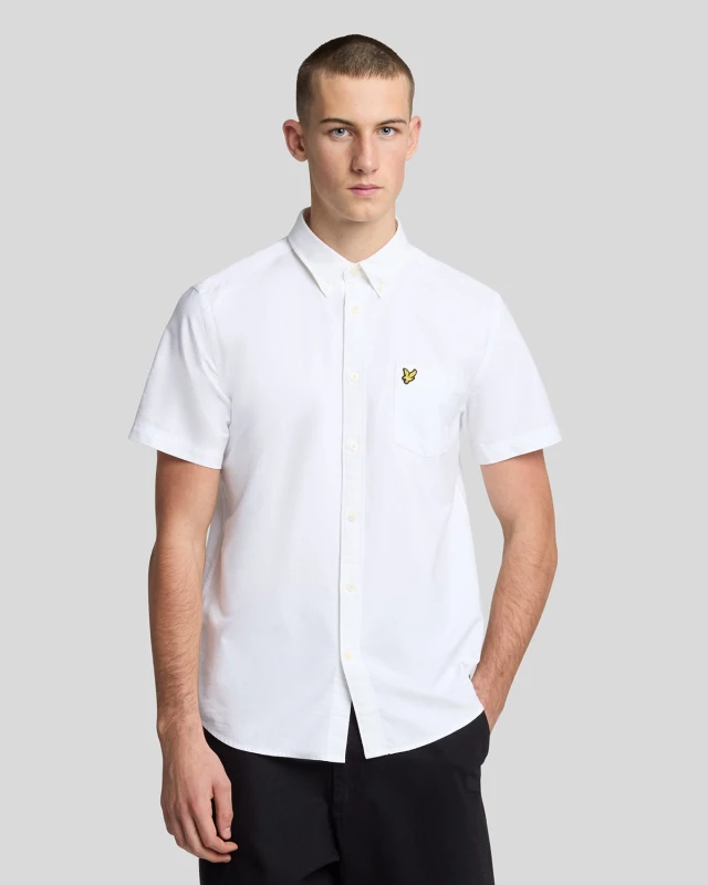 Image of Lyle & Scott Mens Short Sleeve Oxford Shirt in White