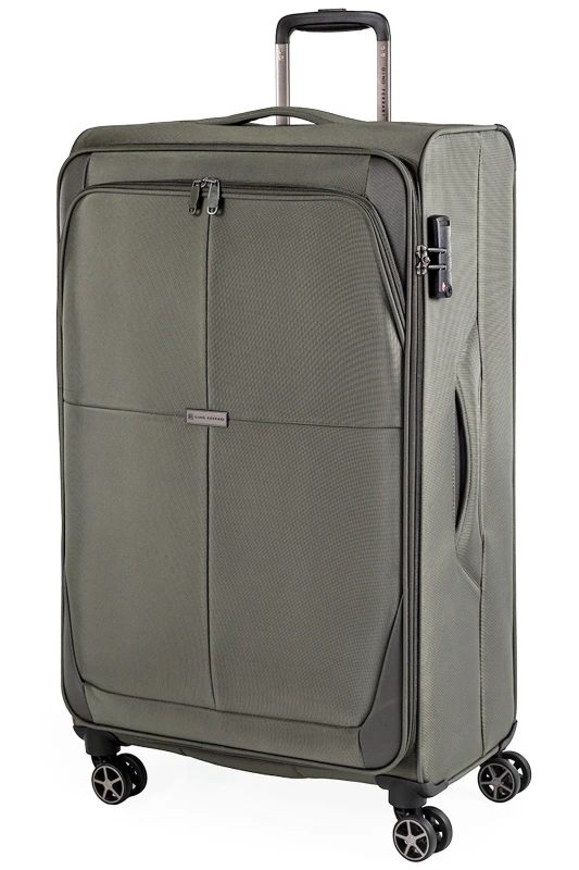 Image of Gino Ferrari Omis Premium Lightweight Soft Shell Suitcase, Wheeled TSA Hold Luggage in Green Size: Medium Green Unisex Medium