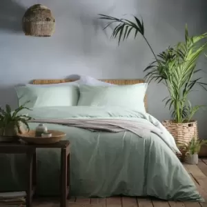 Image of Appletree Cassia 180 Thread Count 100% Cotton Percale Duvet Cover Set, Green, Double