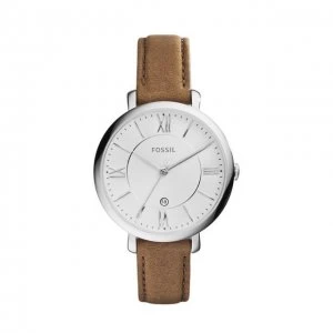 Image of Fossil White And Brown 'Jacqueline' Dress Watch - ES3708 - multicoloured