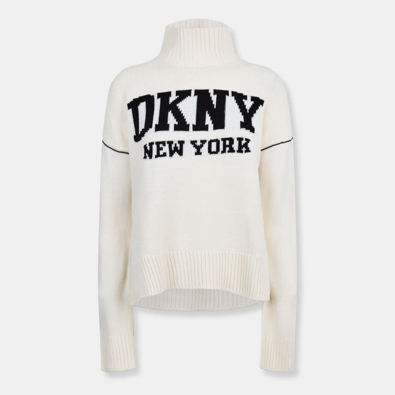 Image of DKNY Womens Knitted Turtle Neck Jumper Eggnog female 14 (L)