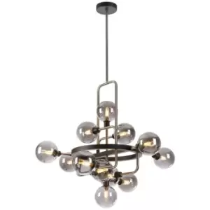 Image of Luminosa Humphrey Fixed Ceiling Pendant, 12 Light G9, Graphite, Satin Nickel, Smoke Glass