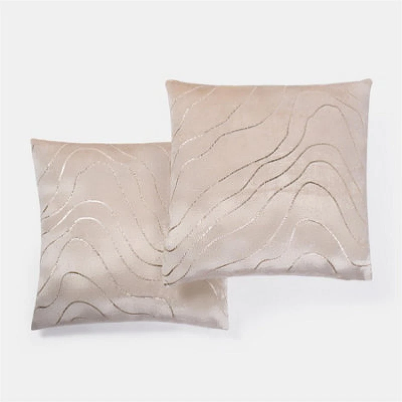 Image of OHS OHS 2 Pack Metallic Wave Cushion Covers Home Decor Set in Natural Size: 45cm x 45cm Natural 45cm x 45cm Unisex 5027434205783
