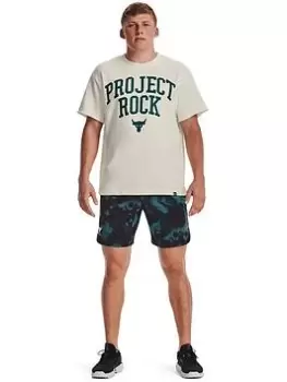 Image of Under Armour Project Rock Training Hw Terry T, White/Blue, Size 2XL, Men