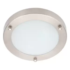 Image of Spa 180mm Delphi LED Flush Ceiling Light 12W Cool White Opal Glass and Satin Nickel