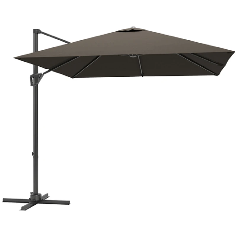 Image of Outsunny Outsunny Square Cantilever Roma Parasol 360° Rotation w/ Hand Crank, Tan