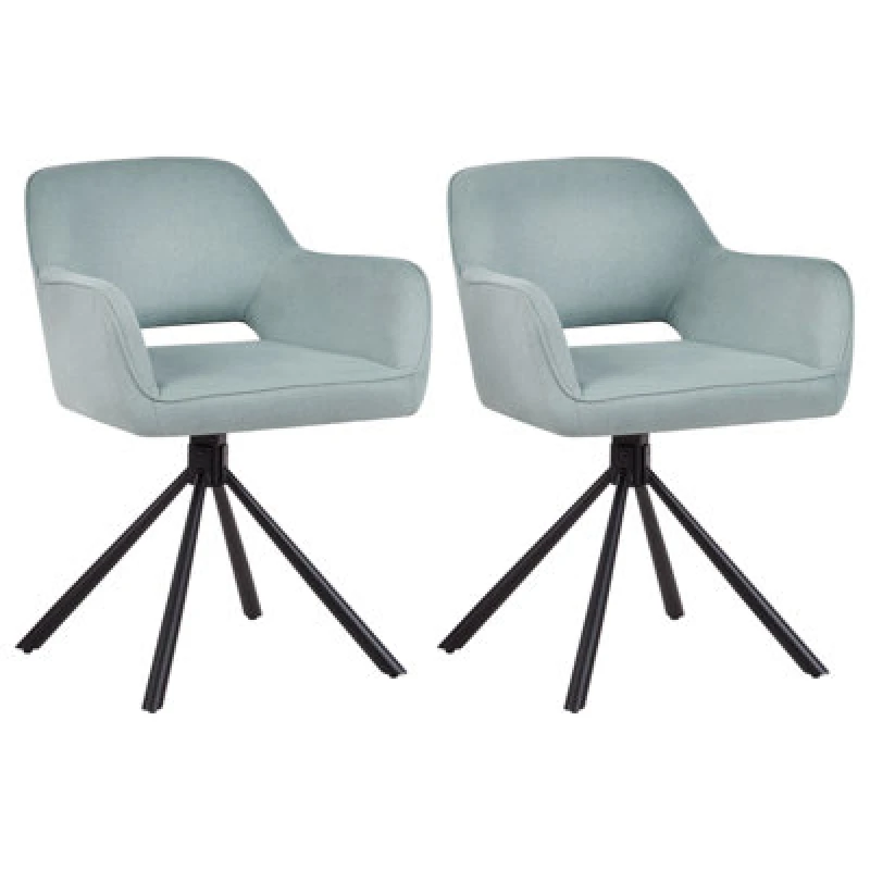 Image of Beliani Set Of 2 Dining Chairs Swivel Loures Light Blue