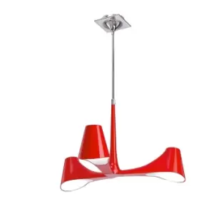 Image of Ora Telescopic Convertible To Semi Flush 3 Light E27, Gloss Red/White Acrylic/Polished Chrome, CFL Lamps INCLUDED