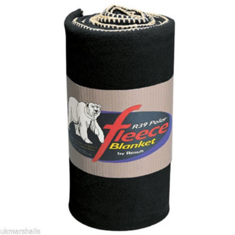 Image of Result Result Plain Warm Outdoor Fleece Blanket (330gsm) in Black One Size Unisex 5054171442942