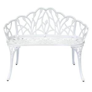 Image of Charles Bentley White Tulip Metal Patio Bench