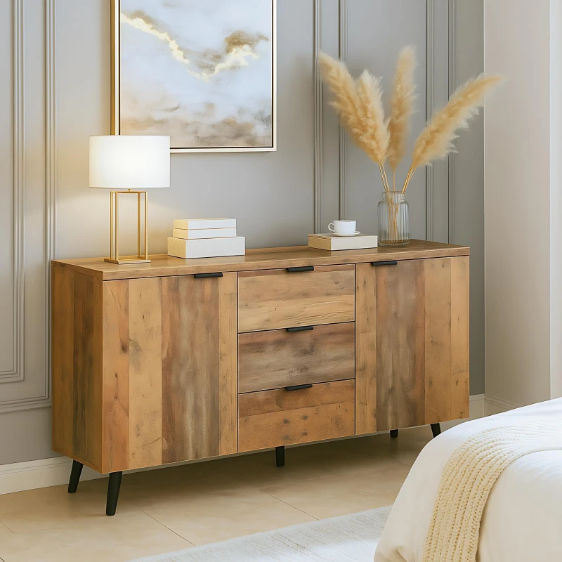 Image of Urban Meuble Modern Console Table Brown Wood Stylish Storage Brown unisex One Size