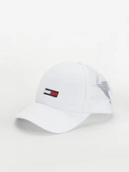 Image of Tommy Jeans Trucker Flag Cap - White, Women