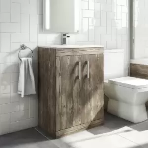 Image of 500mm Wood Effect Freestanding Vanity Unit with Basin - Ashford