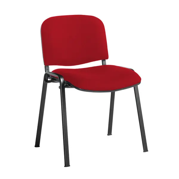 Image of Taurus Stackable Waiting Room Chair with No Arms - Black Frame - Belize Red