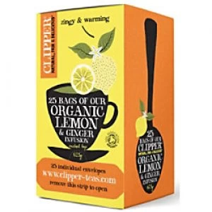 Image of Clipper Lemon & Ginger Organic Infusion Tea Pack of 25
