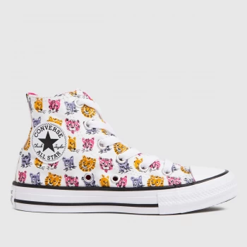 Image of Converse White & Pink Hi Jungle Cats Trainers Junior
