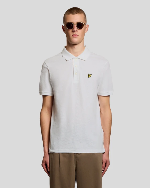 Image of Lyle & Scott Mens Textured Jacquard Polo Shirt in White