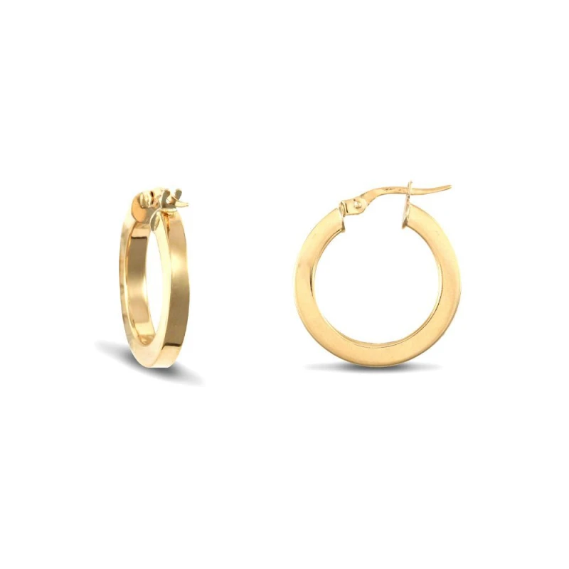 Image of Jewelco London 9ct Gold Square Tube 3mm Hoop Earrings 20mm - JER458A Gold female