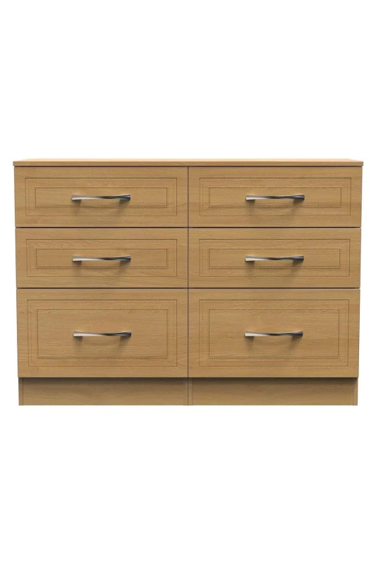 Image of Stafford 6 Drawer Wide Chest In Modern Oak (Ready Assembled)