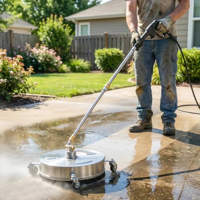 Image of OUTSUNNY 13" Pressure Washer Surface Cleaner with 4 Wheels in Silver Silver Unisex