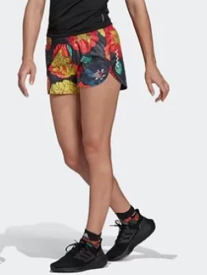 Image of adidas Run Fast Flower Running Shorts, Black, Size L, Women